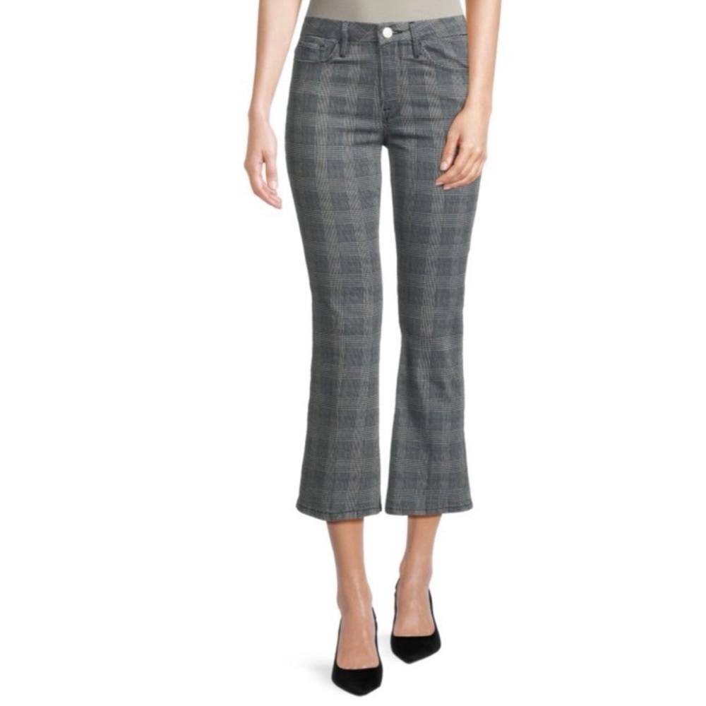 Frame Denim Charcoal Checkered Cropped Jeans
